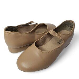 Capezio Tap Dance Shoes Women's Tan Arts Metal Tele Tone Heels Slip On 6.5